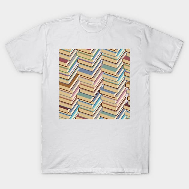 Book Stack Pattern T-Shirt by FunnyStylesShop